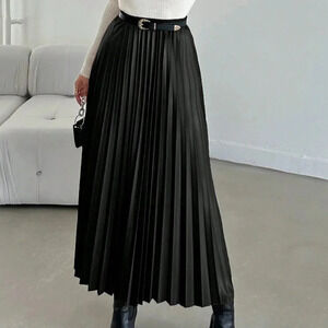 Black Elegant Women's Pleated Skirt